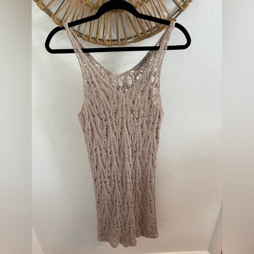 D. Exterior 100% cotton crochet dress cover up